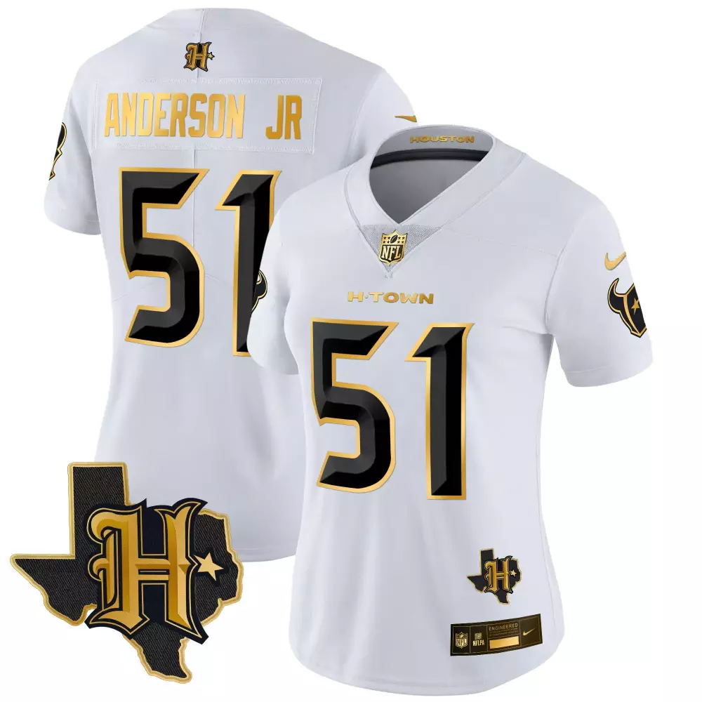 Will Anderson Jr. Houston Texans 2024 Limited Edition Stitched Jersey | White Gold Fan Gear for Women | For Women, Men & Youth