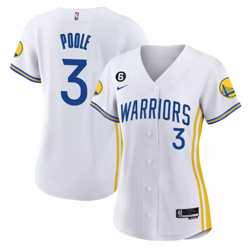 Women's White Golden State Warriors Poole 3 Jersey | Stitched Vapor Edition | For Men, Women & Youth