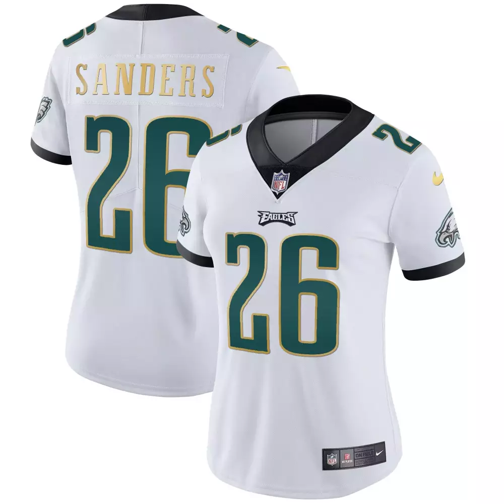 Sanders 26 Philadelphia Eagles Women's 2023 Stitched Vapor Jersey | White | Limited Edition Fan Gear | For Men, Women & Youth