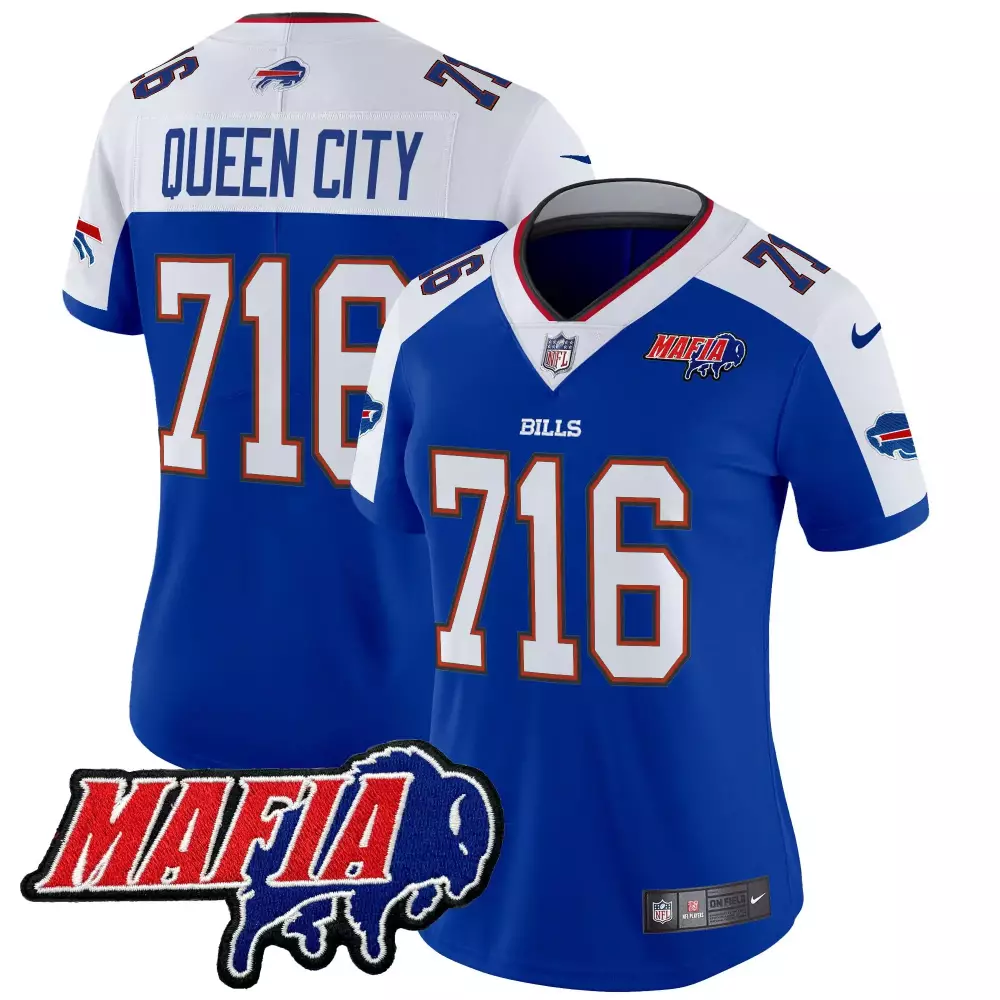 716 Queen City Women's Stitched Vapor Jersey | Buffalo Bills 2025 Mafia Patch Blue | Great Gift Idea | For Men, Women & Youth