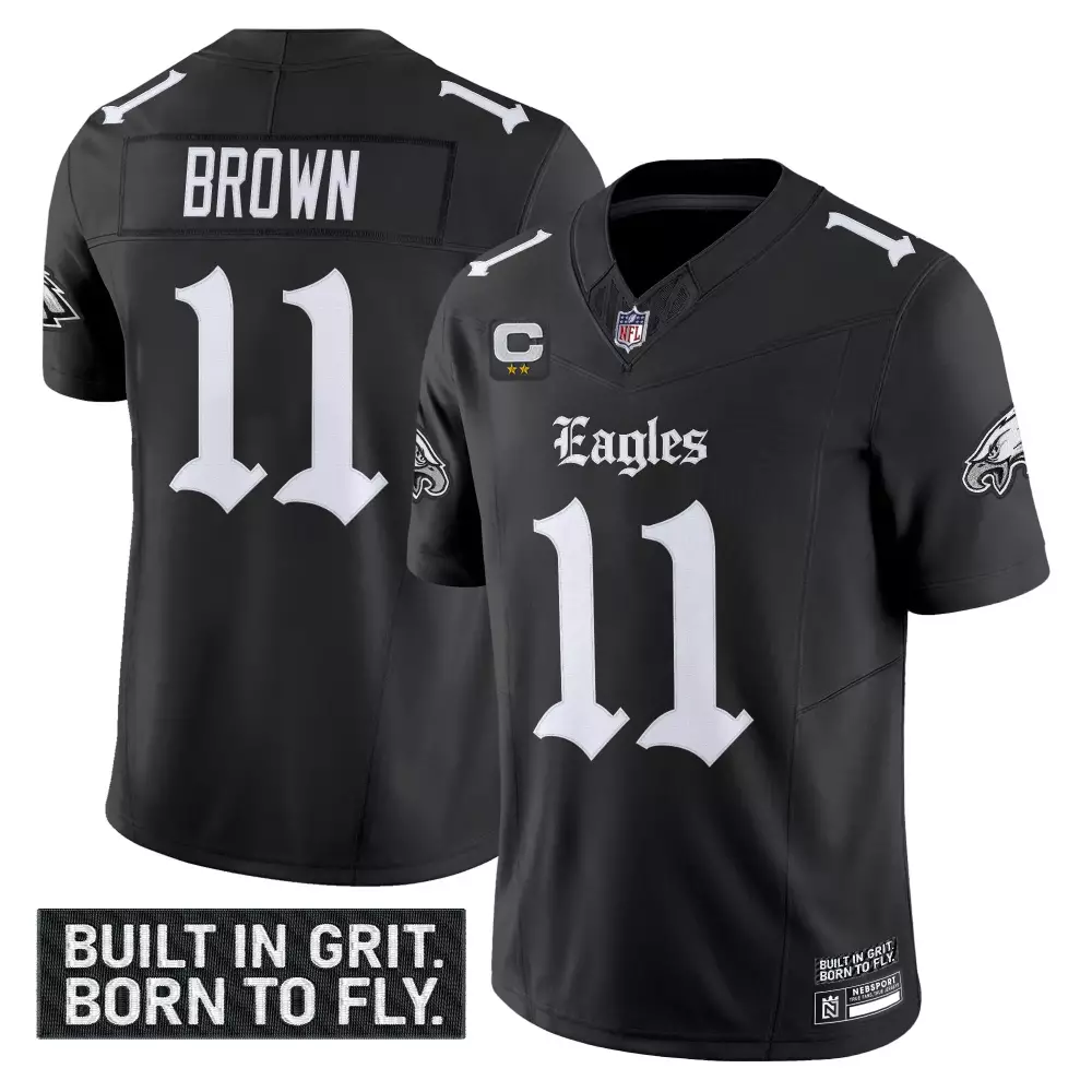A J Brown 11 Men's Philadelphia Eagles Stitched Jersey | Black 2023 Limited Edition | Fan Gear for Men, Women & Youth
