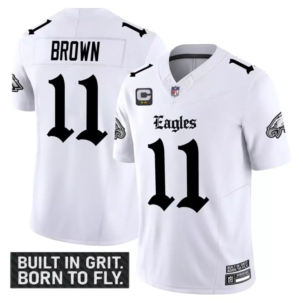 A J Brown 11 Men's Stitched Vapor Jersey | Philadelphia Eagles White 2022 Name Patch | Fan Gear for Men, Women & Youth