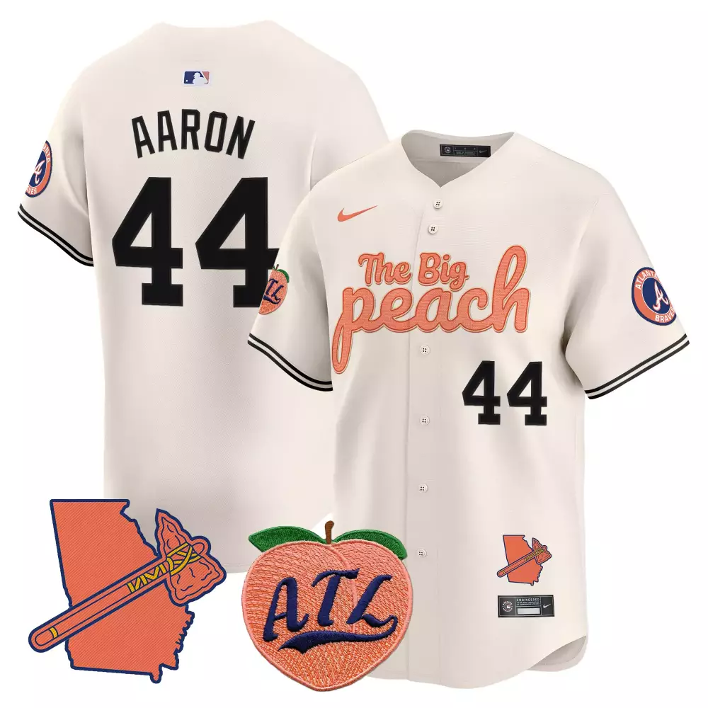 Aaron 44 Atlanta Braves 2023 Stitched Jersey | White with Name Patch | Fan Gear for All | For Men, Women & Youth