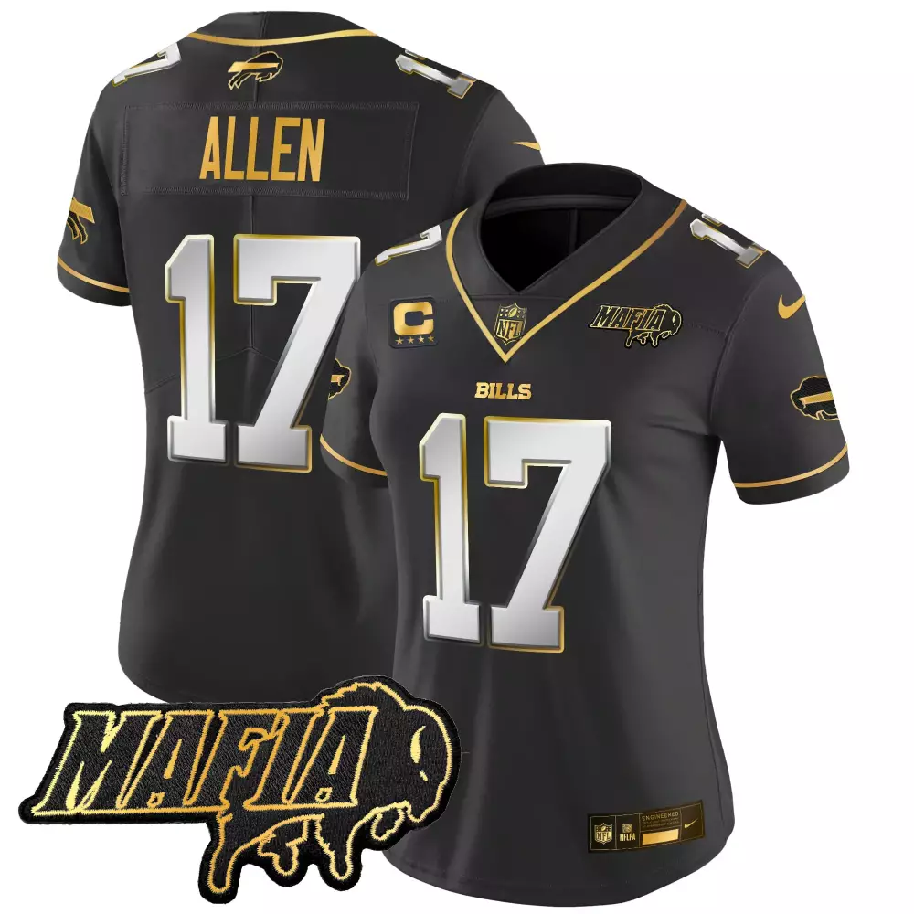 Allen 17 Women's Buffalo Bills Black Stitched Jersey | Mafia Patch 2025 | Limited Edition Fan Gear | For Men, Women & Youth