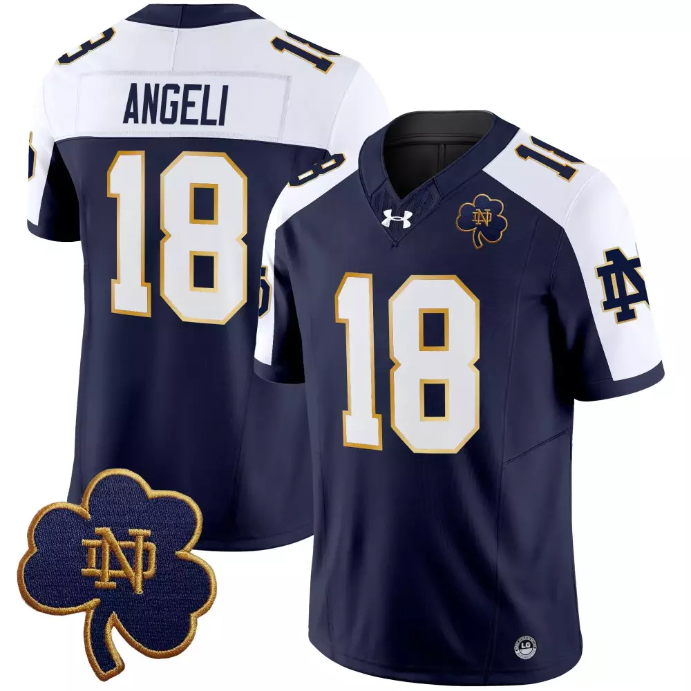 Angeli 18 Notre Dame Fighting Irish 2025 Navy Stitched Jersey | Name Patch | Fan Gear for Men, Women & Youth