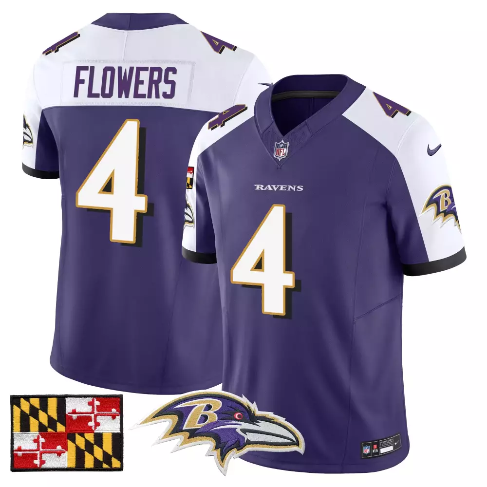 Baltimore Ravens 2024 Purple All Stitched Jersey | Name Patch Zay Flowers 4 Men's Alternate Fan Gear | For Men, Women & Youth