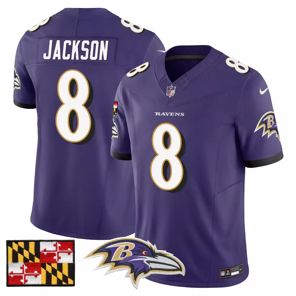 Baltimore Ravens Men's Purple All Stitched Jersey | Lamar Jackson Name Patch 2024 Fan Gear | For Men, Women & Youth