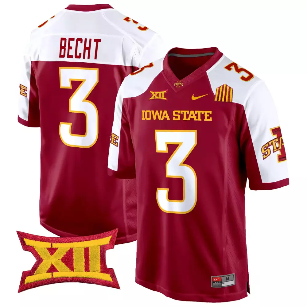 Becht 3 Iowa State Cyclones Red Stitched Jersey | Name Patch 2024 | Replica Fan Gear | For Men, Women & Youth