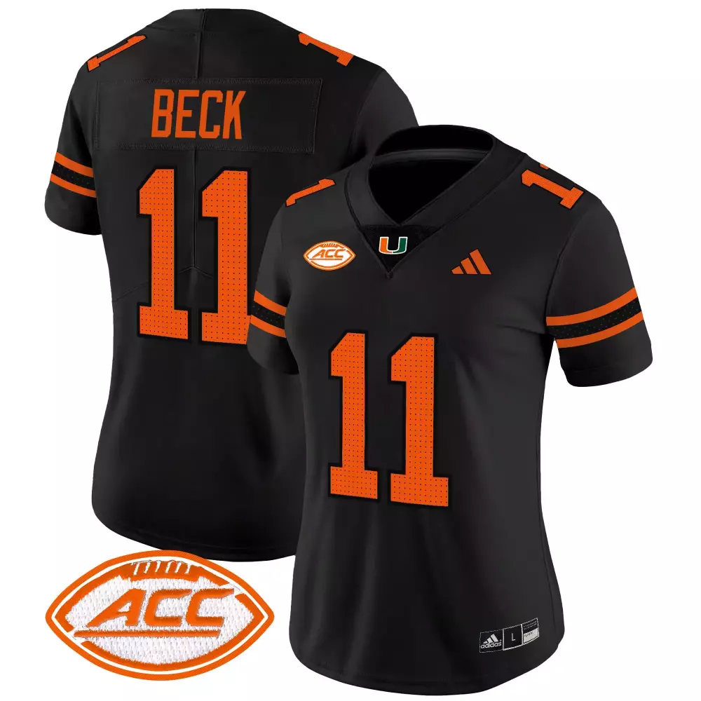 Beck 11 Women's Miami Hurricanes 2025 All Stitched Jersey | Black ACC Patch | Perfect Fan Gear for Game Day | For Men, Women & Youth