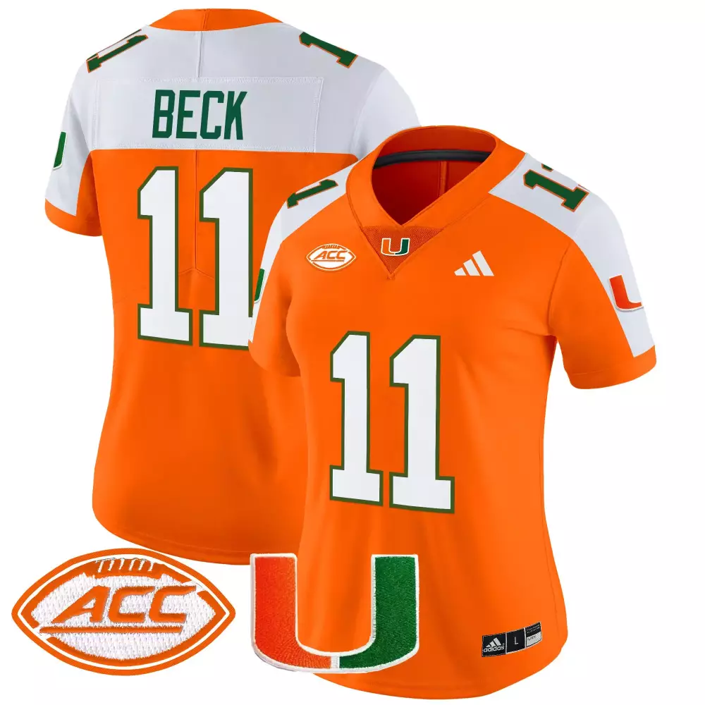 Beck 11 Women's Miami Hurricanes 2025 Orange Vapor Limited Edition Jersey | ACC Patch | Perfect Fan Gear for All | For Men, Women & Youth