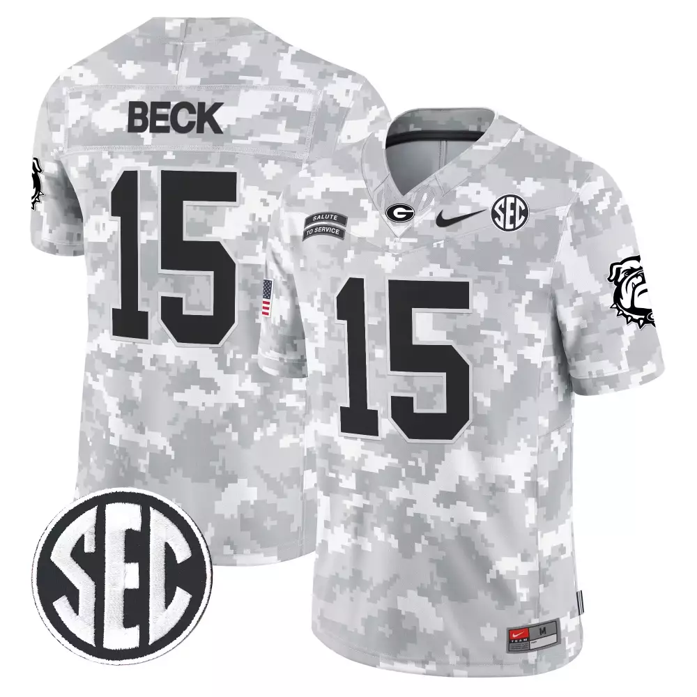 Beck 15 Men’s Stitched Jersey | Georgia Bulldogs Gray Name Patch 2024 | Fan Gear for Game Day | For Men, Women & You