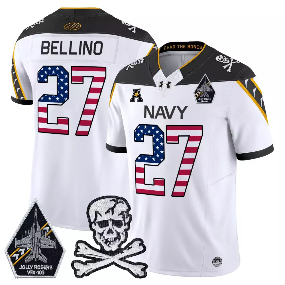 Bellino 27 Navy Stitched Jersey | Jolly Rogers Patch 2023 | Men's Fan Gear | For Men, Women & Youth