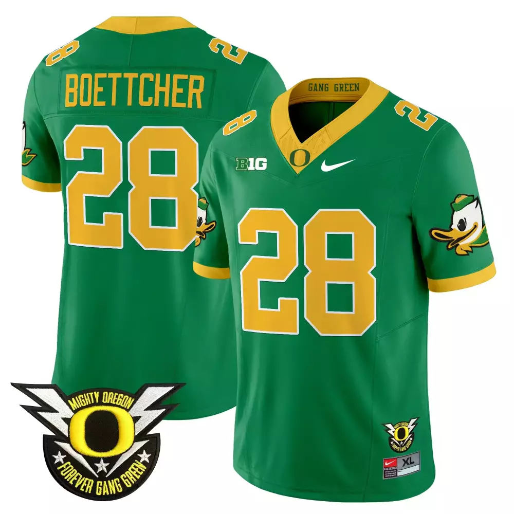 Boettcher 28 Oregon Ducks 2025 Green Stitched Jersey | Name Patch | Limited Edition Fan Gear for Men, Women & Youth
