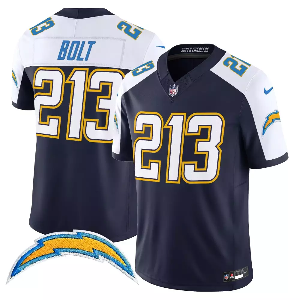 Los Angeles Chargers Bolt 213 Stitched Men's Jersey | Navy 2025 Name Patch | Game Day Outfit | For Men, Women & Youth