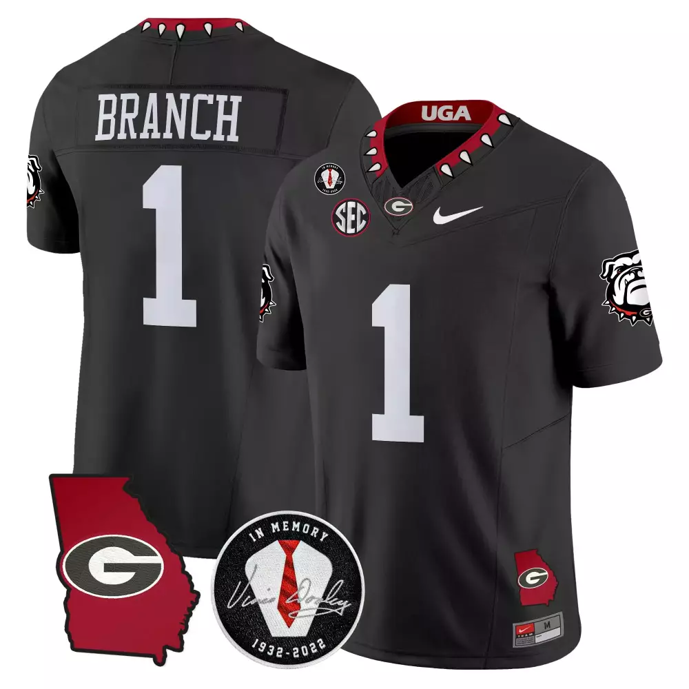 V Dooley 80 Georgia Bulldogs 2025 Black Stitched Jersey | In Memory Patch | Limited Edition Fan Gear for Men, Women & Youth