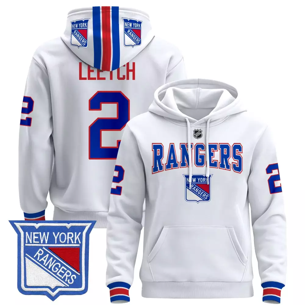 Personalized New York Rangers  Brian Leetch 2 Stitched Hoodie 2024 Name Patch Stitched Jersey – White