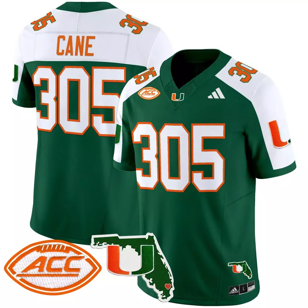 Cane 305 Women's Miami Hurricanes Orange All Stitched Jersey | 2025 ACC Patch | Game Day Fan Gear | For Men, Women & Youth