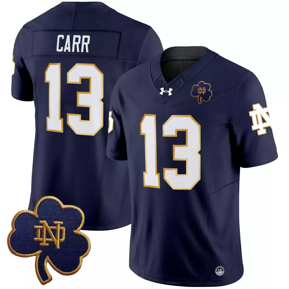 Carr 13 Notre Dame Fighting Irish Navy Stitched Jersey 2025 | Limited Edition Fan Gear for Men, Women & Youth