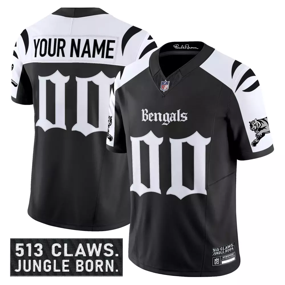 Cincinnati Bengals Black Stitched Jersey | Name Patch 2023 | 513 Claws Style | Great for Fans | For Men, Women & Youth