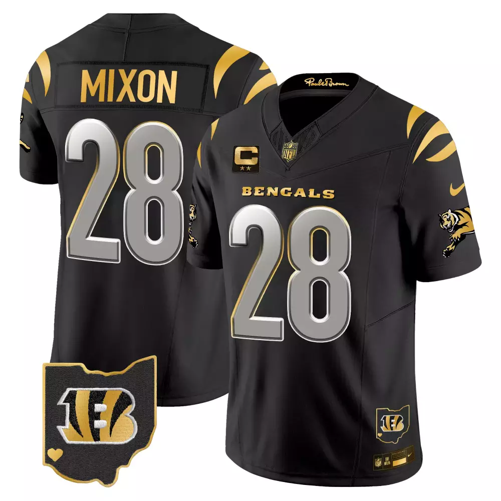 Cincinnati Bengals Men's Black Stitched Jersey 2024 Joe Mixon Name Patch | Premium Fan Gear for Game Day | For Men, Women & Youth