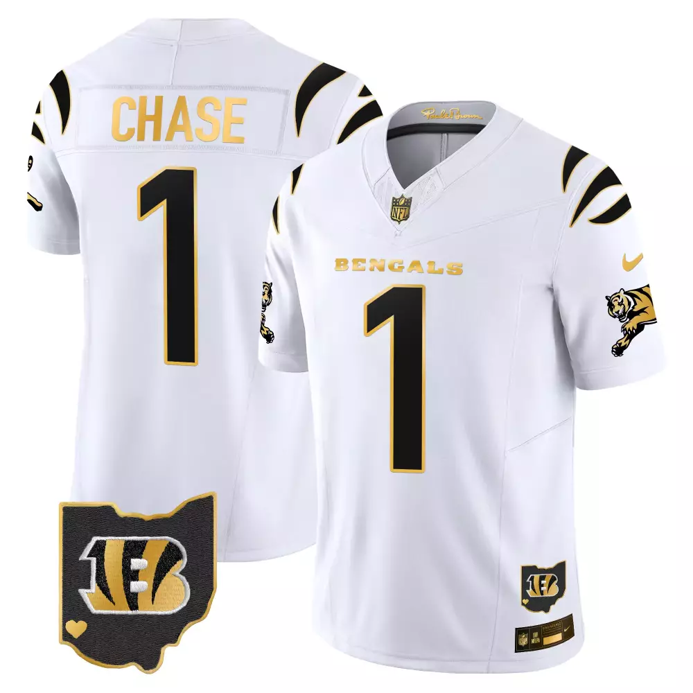 Cincinnati Bengals White Stitched Jersey Chase 1 Men'S 2024 Limited Edition | Stylish Fan Gear for Game Day | For Men, Women & Youth