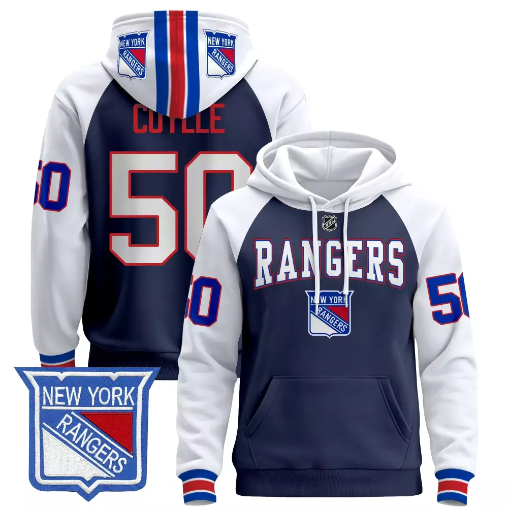 Custom New York Rangers  Coutle 50 Stitched Hoodie Style With Name Patch 2023 Stitched Jersey – Navy