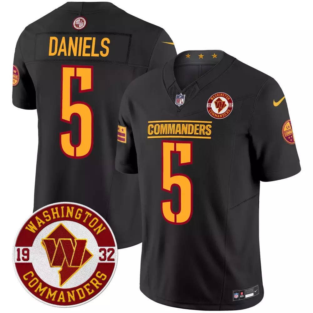 Daniels 5 Washington Commanders 2024 Black Stitched Jersey | Men's Name Patch | Limited Edition Fan Gear | For Men, Women & Youth