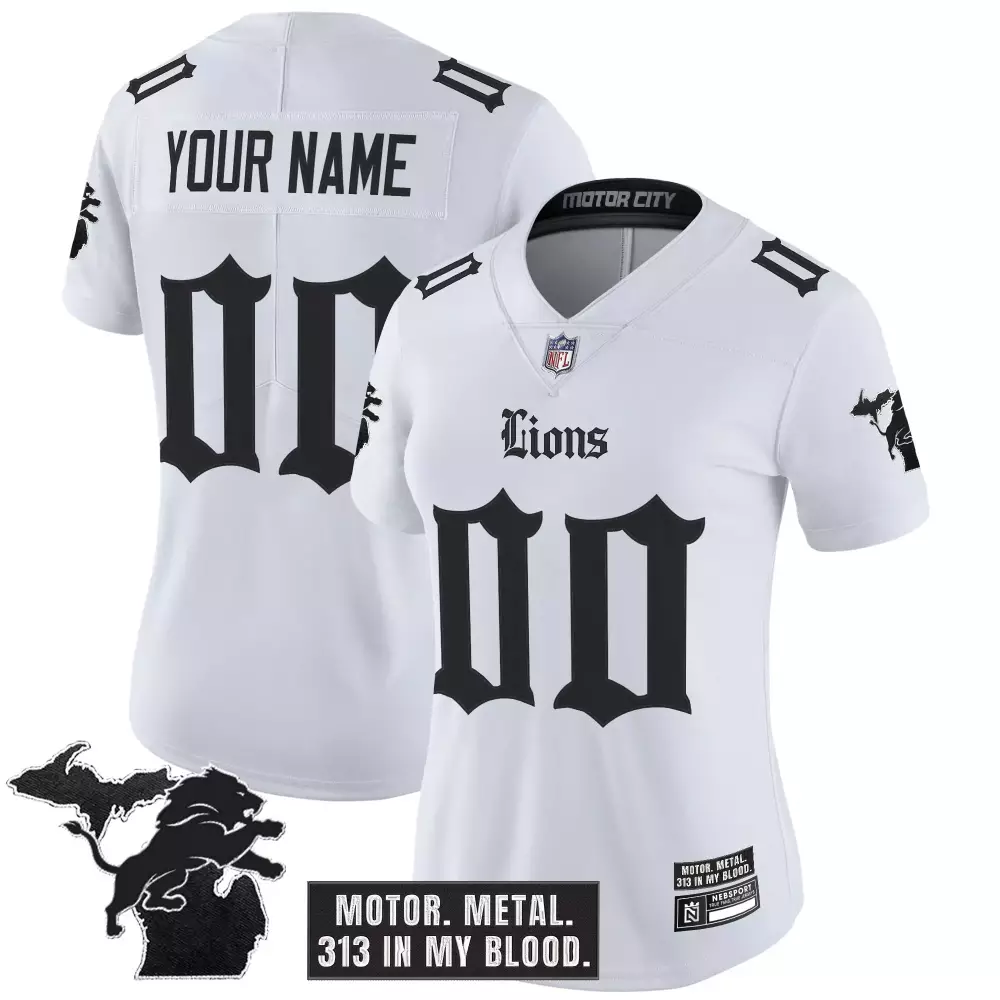 Limited Edition White Stitched Detroit Lions Women's Jersey | 2023 Motor City Patch | Gift Idea for Fans | For Men, Women & Youth