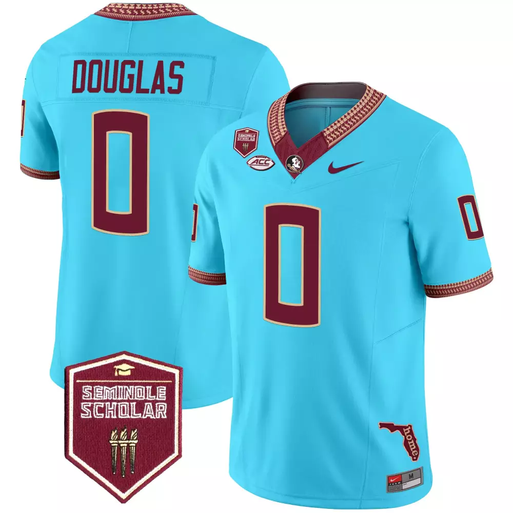 Douglas 0 Men's Stitched Vapor Jersey | Blue | Florida State Seminoles 2025 Scholar Patch | For Men, Women & Youth