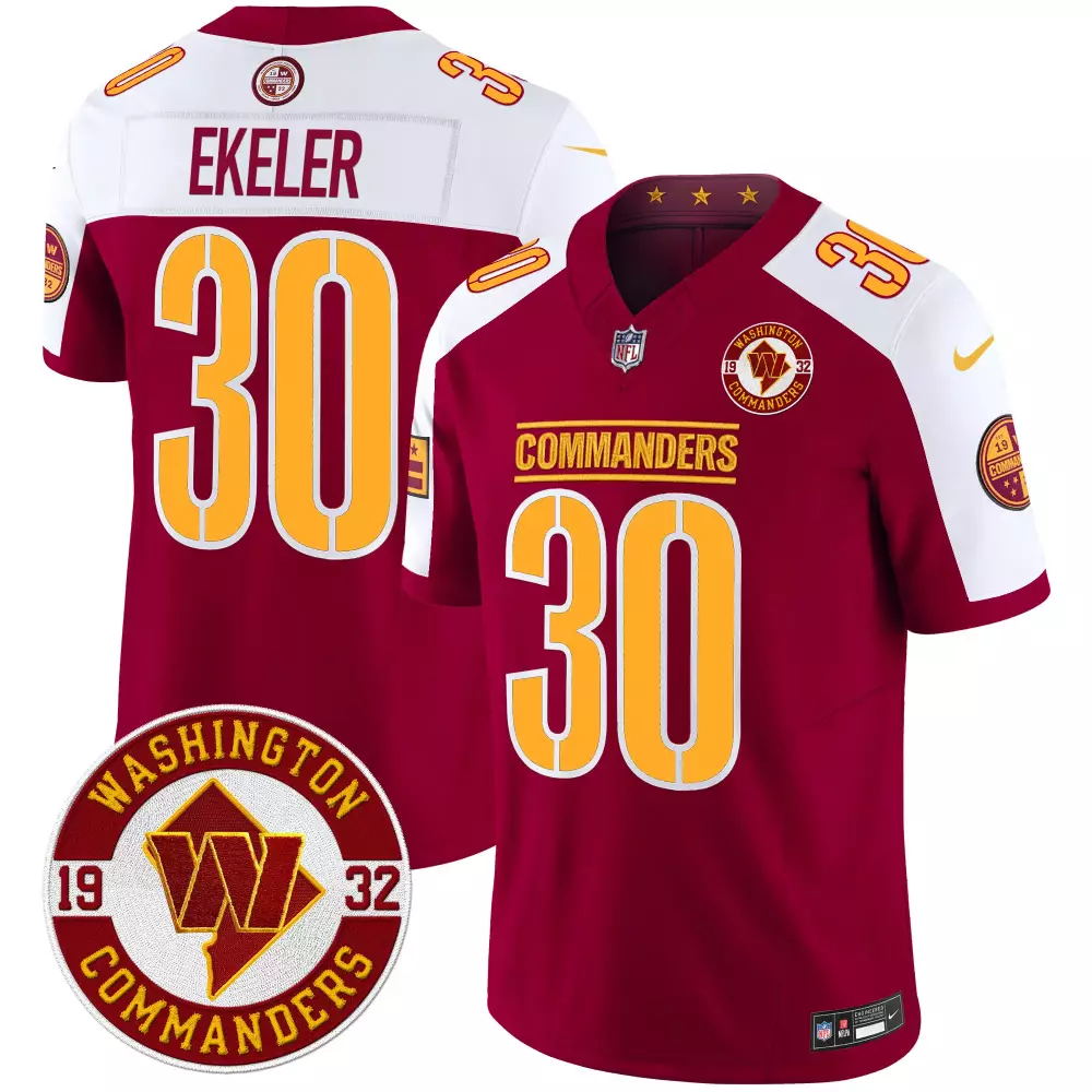 Ekeler 30 Washington Commanders 2024 Stitched Jersey | Maroon Name Patch | Limited Edition Fan Gear for Men, Women & Youth