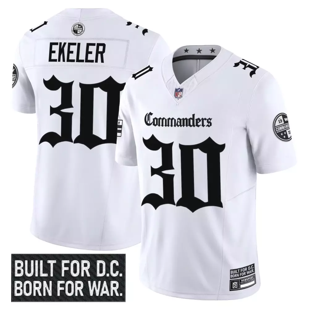Ekeler 30 Washington Commanders 2023 Stitched Jersey | White Name Patch | Fan Gear for Men, Women & Youth
