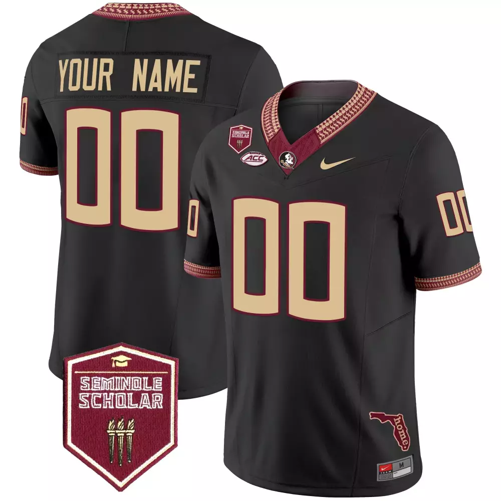 Florida State Seminoles 2025 Black Stitched Vapor Jersey | Name Patch 00 | Limited Edition Fan Gear | For Men, Women & Youth