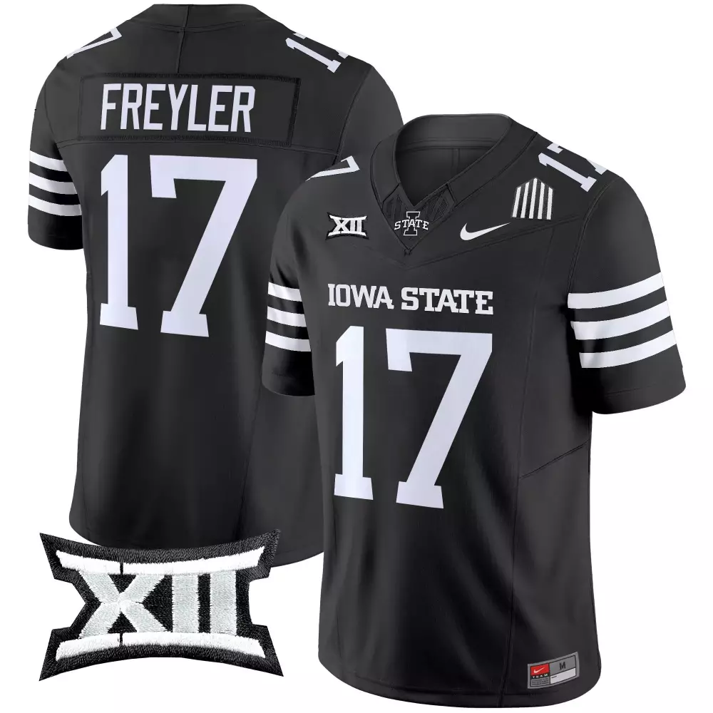 Freyler 17 Iowa State Cyclones Black Stitched Men's Jersey | Big 12 Patch 2025 | Limited Edition Fan Gear | For Men, Women & Youth