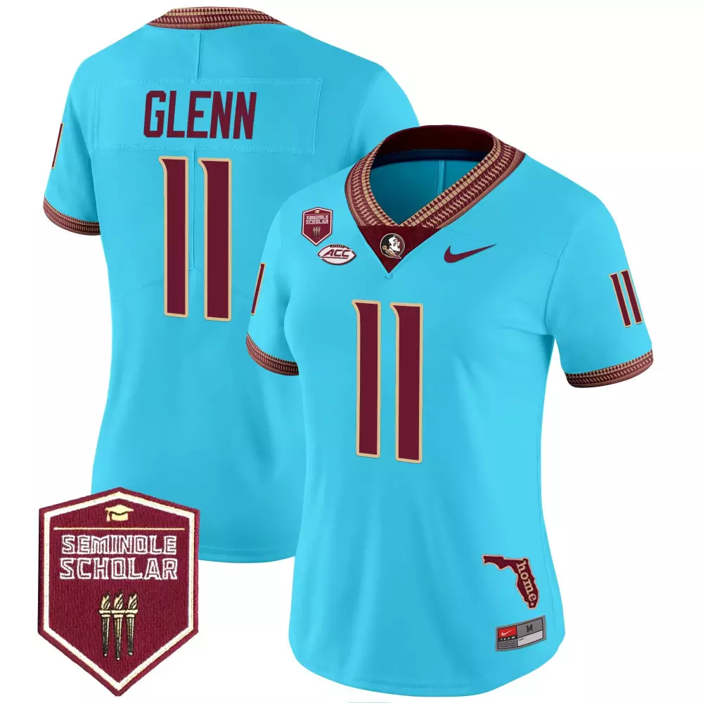 Glenn 11 Women's Stitched Jersey | Blue Florida State Seminoles 2025 Name Patch | Limited Edition Fan Gear | For Men, Women & Youth