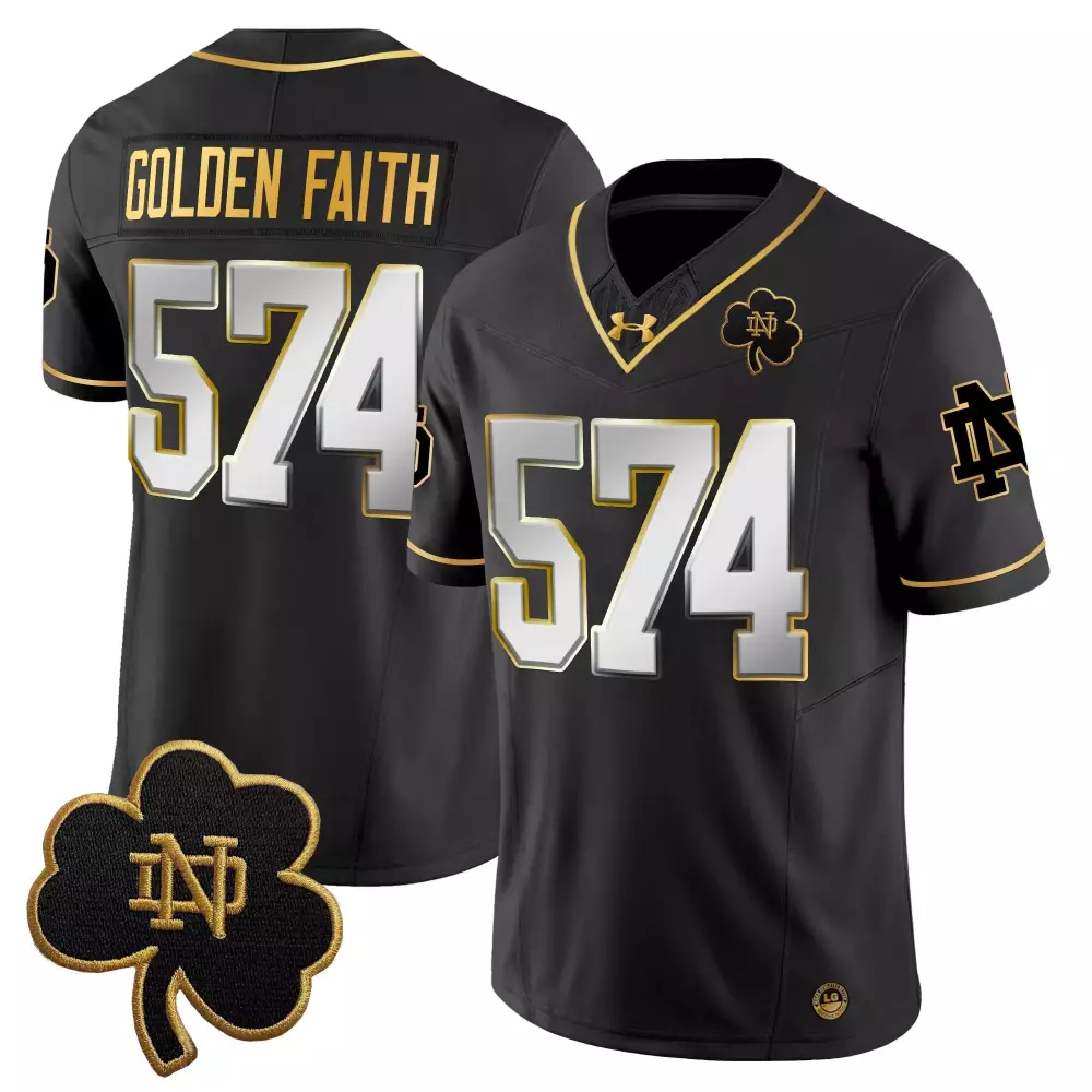 Golden Faith 574 Notre Dame Fighting Irish Stitched Vapor Jersey | Black 2025 | Name Patch Fan Gear for Game Day | For Men, Women & Youth