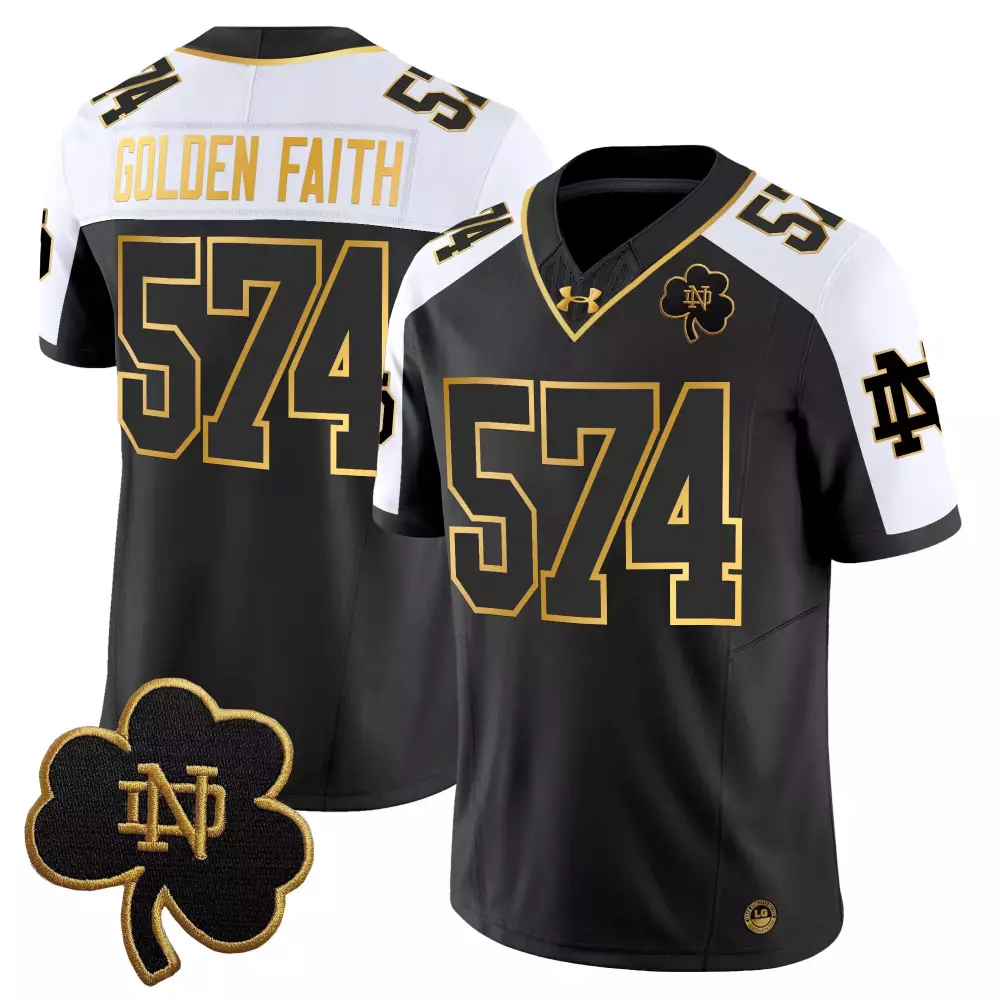 Golden Faith 574 Notre Dame Fighting Irish Stitched Vapor Jersey | Green 2025 | Name Patch Fan Gear for Game Day | For Men, Women & Youth