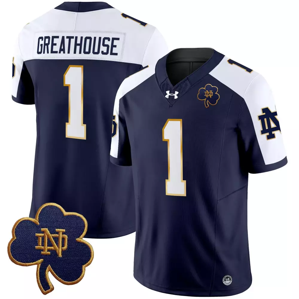 Greathouse 1 Notre Dame Fighting Irish Green Stitched Jersey 2025 | Name Patch Included | Fan Gear for Men, Women & Youth