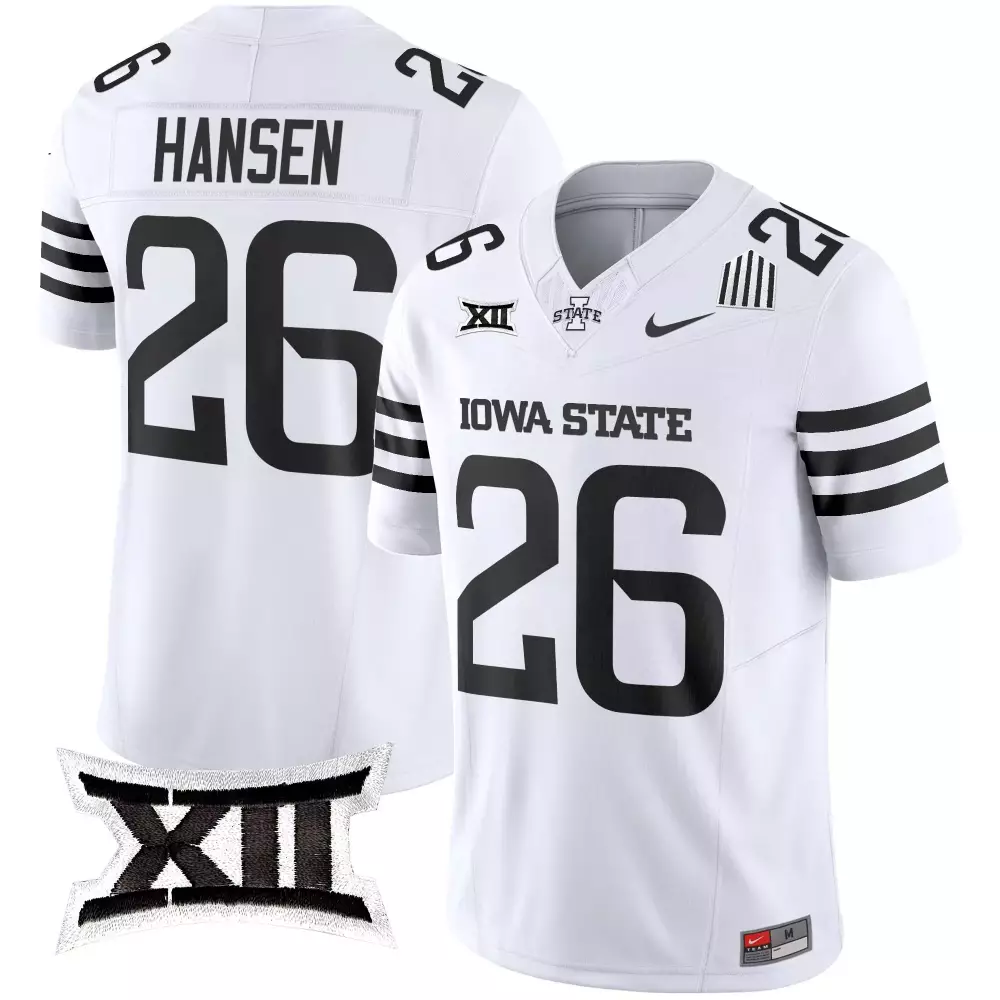 Hansen 26 Iowa State Cyclones White Stitched Jersey | XII Patch 2025 | Limited Edition Fan Gear for Men, Women & Youth