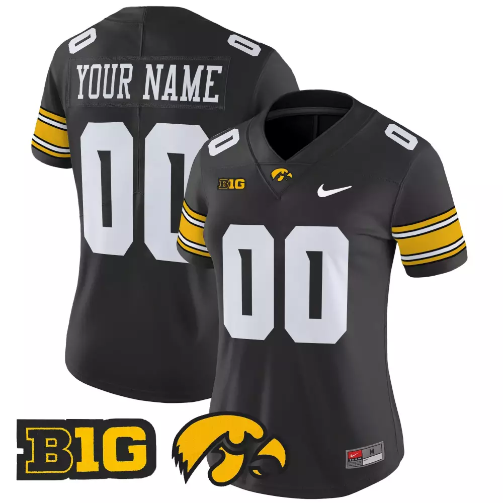 Iowa Hawkeyes Women's Black All Stitched Jersey | Name Patch 2025 | Fan Gear for Game Day | For Men, Women & Youth