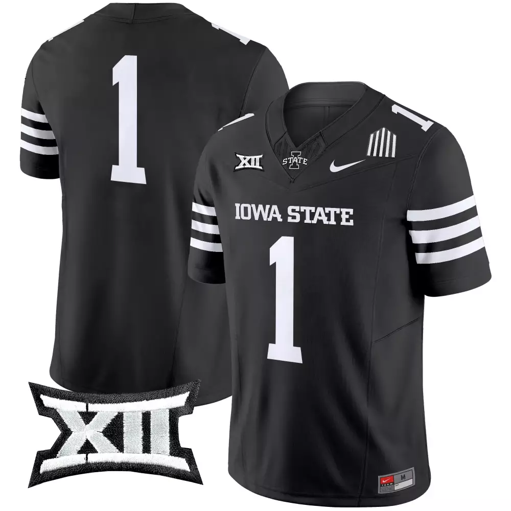 Iowa State Cyclones Black 2025 Stitched Jersey | Name Patch Number 1 | For Men, Women & Youth