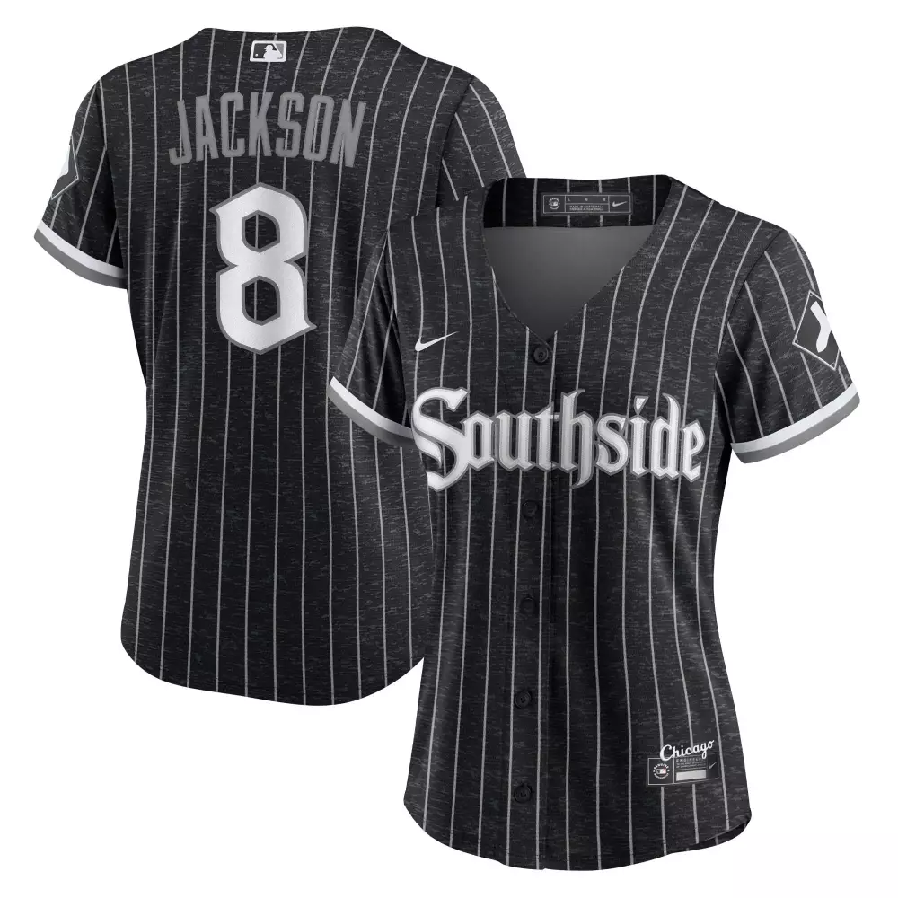 Jackson 8 Chicago White Sox 2025 Women's Black Pinstripe Jersey | All Stitched Name Patch | For Women