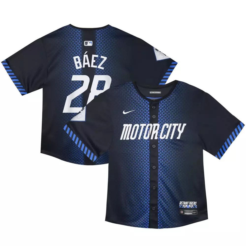 Javier Bez 28 Detroit Tigers 2025 City Connect Navy Blue All Stitched Jersey | Men's Style Name Patch | Fan Gear | For Men, Women & Youth