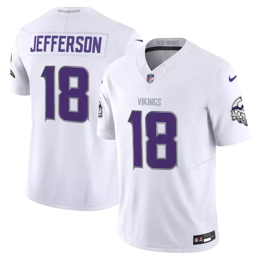Justin Jefferson 18 Men's Minnesota Vikings 2024 White Alternate Jersey | Stitched | Fan Gear for Game Day | For Men