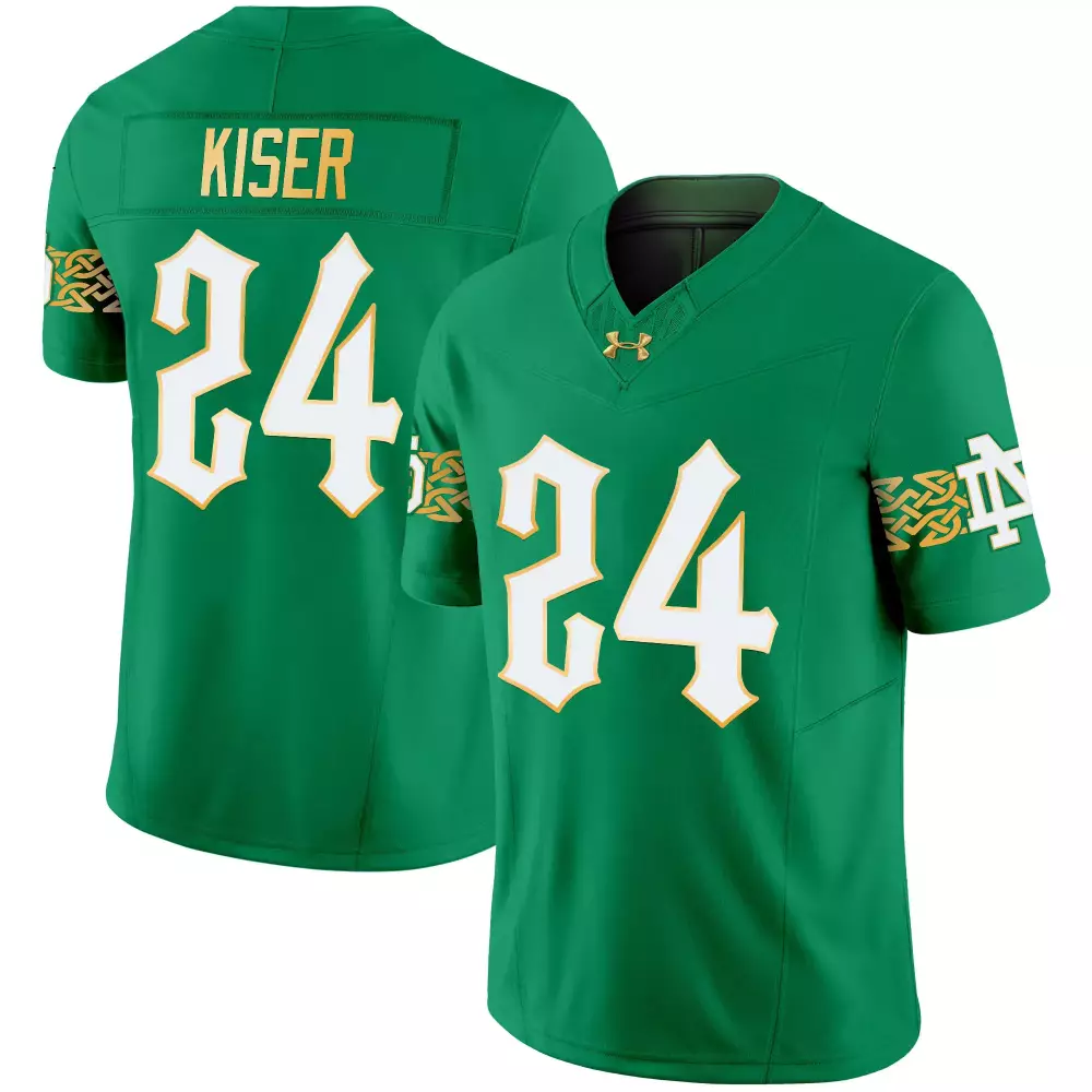 Kiser 24 Notre Dame Fighting Irish Men's Stitched Jersey | Green 2024 All Patches | Perfect for Game Day | For Men, Women & Youth
