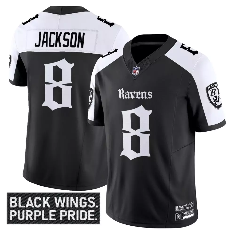 Lamar Jackson 8 Women's Baltimore Ravens Black Stitched Jersey | 2023 Name Patch | Limited Edition Fan Gear | For Men, Women & Youth