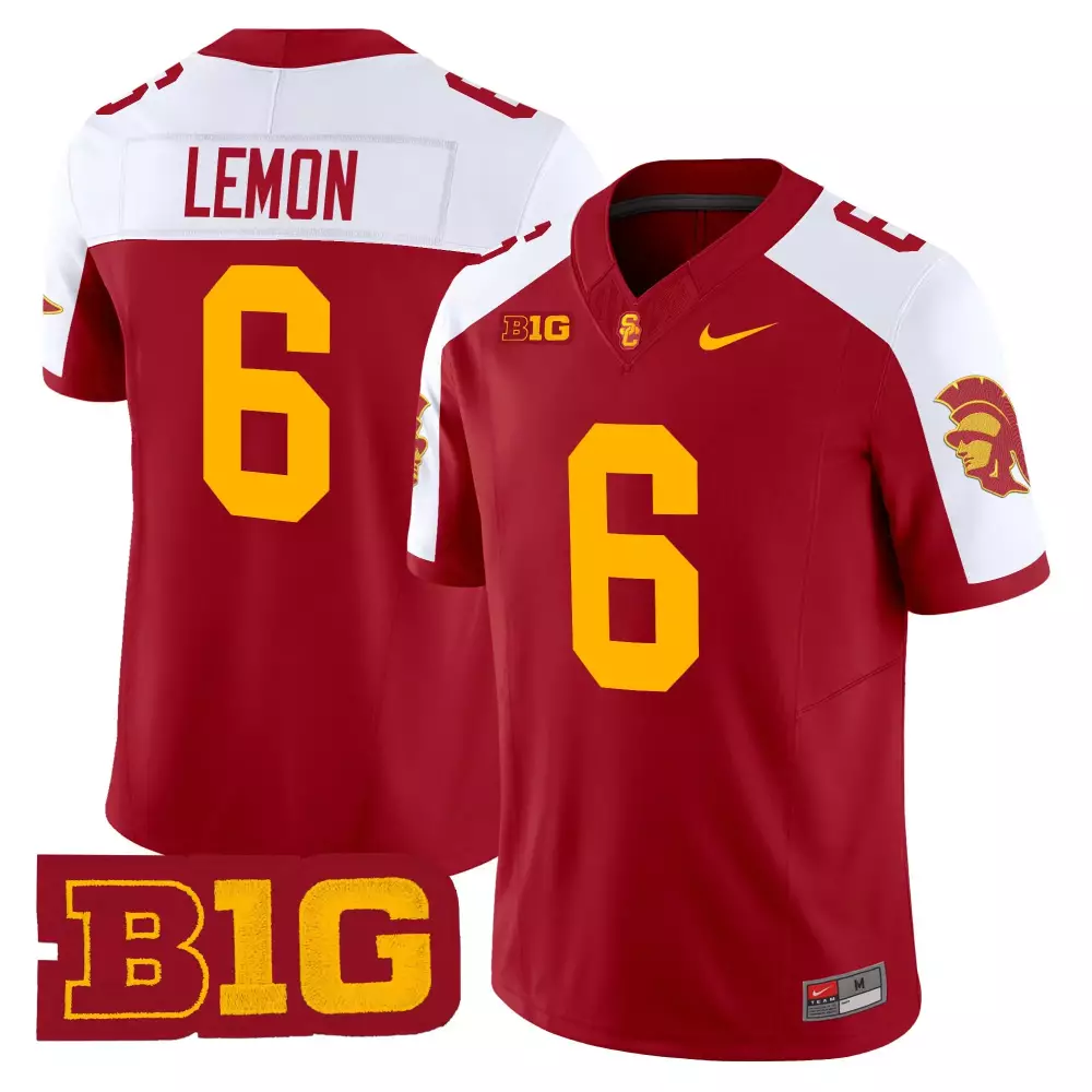 Lemon 6 USC Trojans 2025 Black Vapor Jersey | All Stitched B1G Patch ...