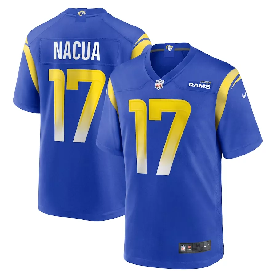 Los Angeles Rams 2023 Men's Blue All Stitched Jersey | Name Patch Puka Nacua 17 | Fan Gear for Game Day | For Men, Women & Youth