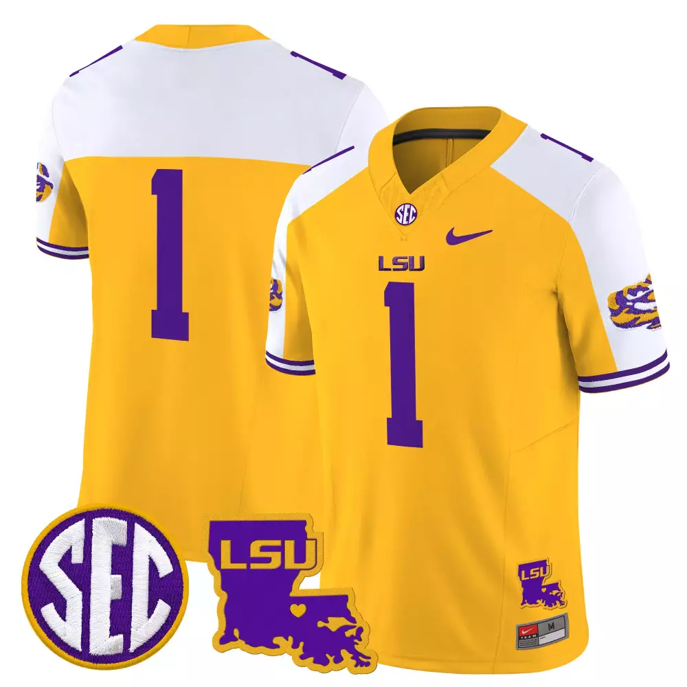 LSU Tigers Stitched Men’s Jersey | Yellow 1 Name Patch | Limited Edition 2025 | Fan Gear for Men, Women & You