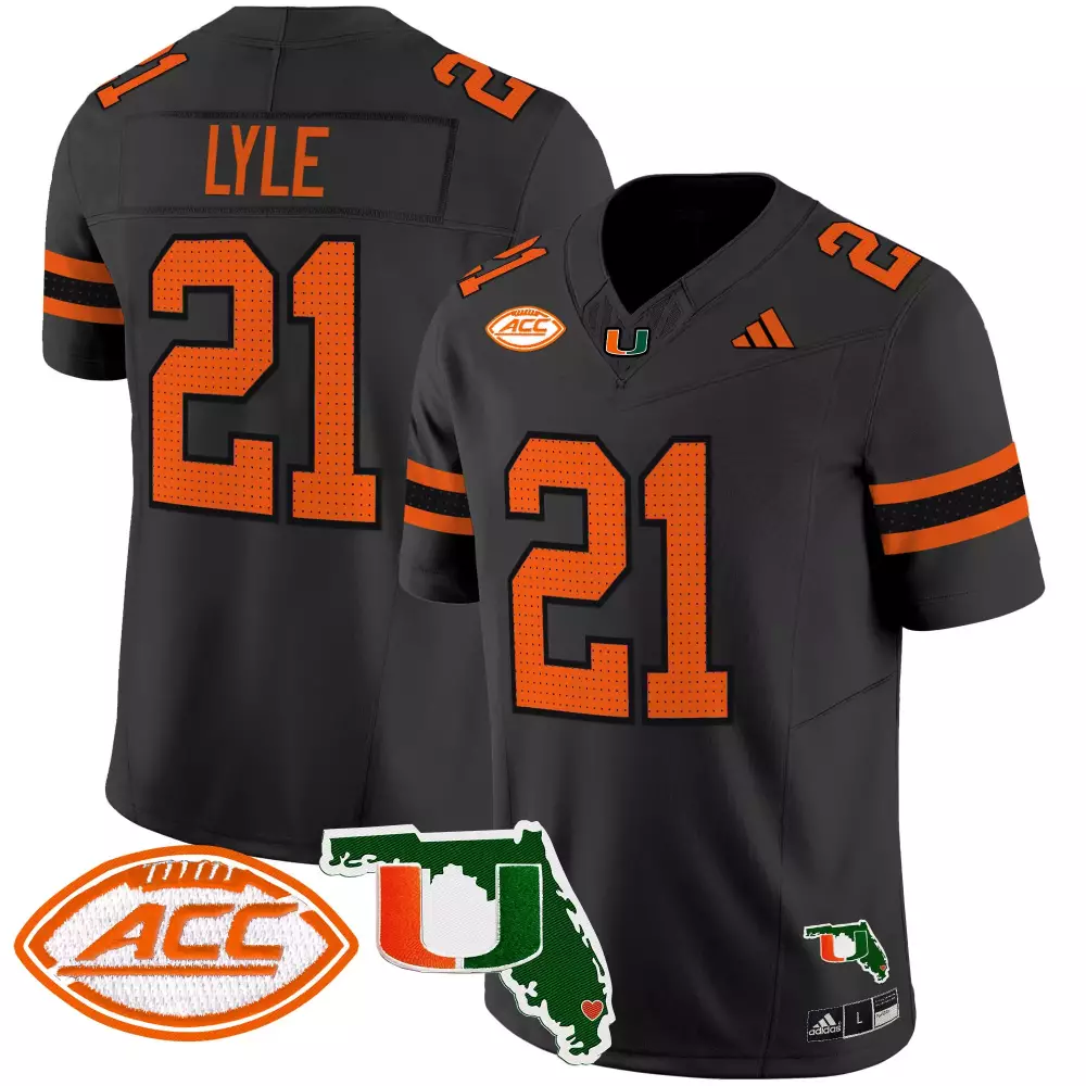 Lyle 21 Men's Black Miami Hurricanes Stitched Jersey | Name Patch 2025 Fan Gear | For Men, Women & Youth