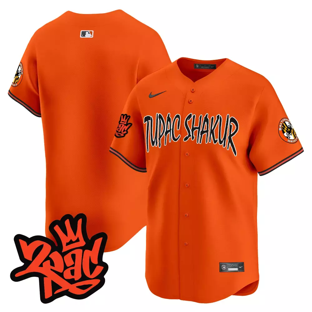 Tupac Shakur 2023 Baltimore Orioles All Stitched Limited Jersey | Orange Fan Gear for Men, Women & Youth | Unique Collectible